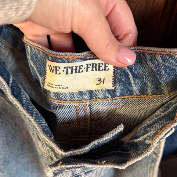 We The Free Light Blue Denim Hearts Barrel Jeans - Picture 2 of 8